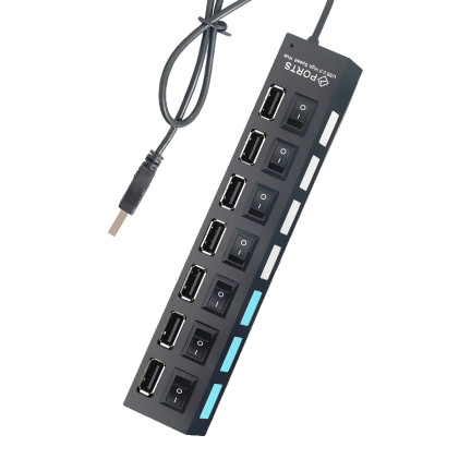 USB rozbočovač 2.0, s 7 porty, samostatné vypínače