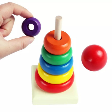 TG50038 pyramidka, montessori třídič, věž, dřevěné kostky