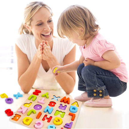 TG50035 dřevěné písmenkové puzzle, skládačka s abecedou, k učení, vzdělávací