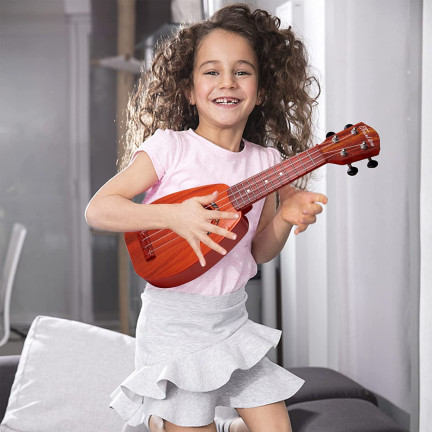 TG55528 bicí + kytara hudební sada s ukulele, bubny, činel a paličky pro děti