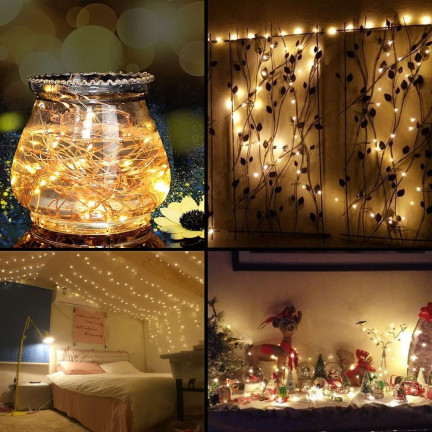 TG66259-2 vánoční světýlka na drátku, 10 LED diod, girlanda, teplá bílá, na baterie