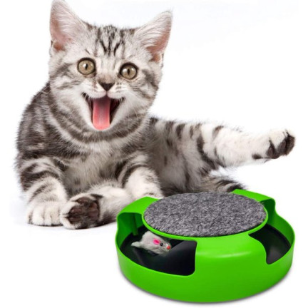 CAT0526 hračka pro kočky – kolečko s myškou, škrabadlo ve tvaru myšky, 25 cm