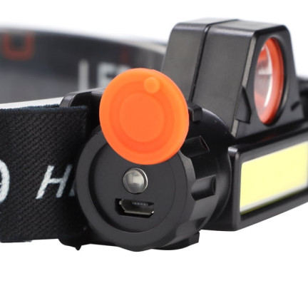 Čelovka 4 v 1, LED COB, s magnetem, dobíjecí přes USB, výkonná, s nastavitelným popruhem