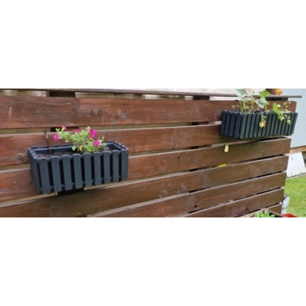 DDEF400W-S433 balkonový box, květináč 38 cm s úchyty, antracitová barva, měřič vlhkosti