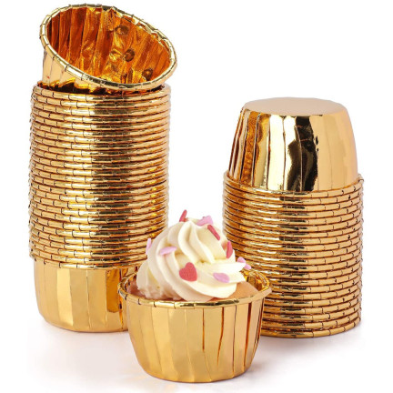TG80292-1 papírové košíčky na muffiny, formičky na muffiny, zlaté, 50 ks