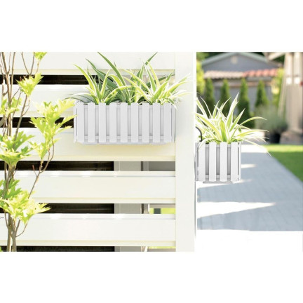 DDEF400W-S449 balkonový květináč, vhodný na balkon, zábradlí, terasu, bílý