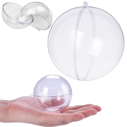 35232-bn akrylová vánoční ozdoba, 10 cm, plná koule, skládací, průhledné plastové ozdoby