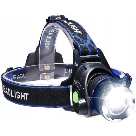 XA121 čelovka LED s zoomem, Cree XML, T6, výkonná čelovka, akumulátor + nabíječka