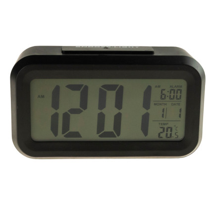 AP29 digitální budík s velkým LCD displejem, teploměrem a kalendářem na stůl, s funkcí odloženého buzení
