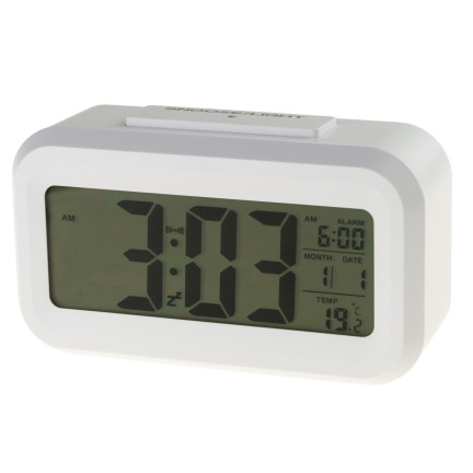 AP29 digitální budík s velkým LCD displejem, teploměrem a kalendářem na stůl, s funkcí odloženého buzení