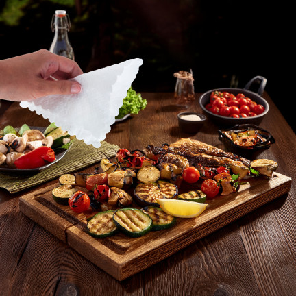 ARP7621, sada 200 ks ubrousků, bílé gastronomické ubrousky se zoubkovaným okrajem