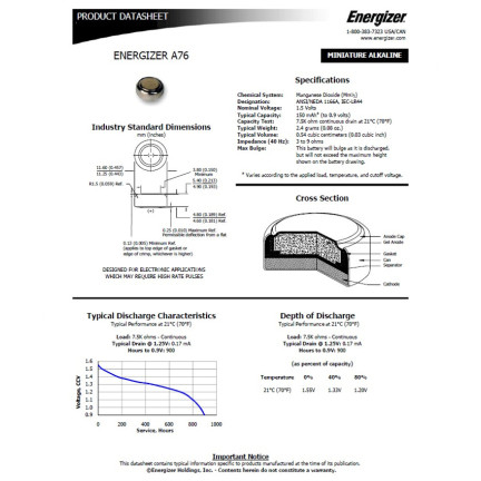 EN7 2x baterie Energizer A76, LR44, AG13, L1154, GPA76, PX76A