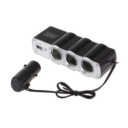 SM1 rozbočovač zapalovače se 3 zásuvkami + USB