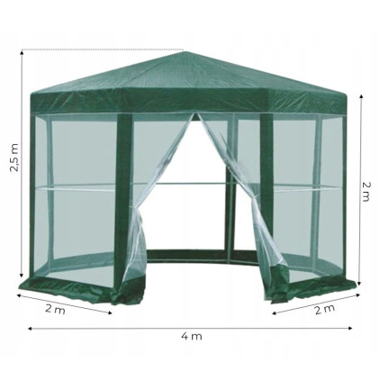 TG77596-1 zahradní stan, prodejní pavilon se 6 stěnami a moskytiérou, altán do zahrady nebo na terasu