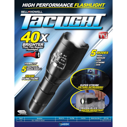 Taktická svítilna s funkcí zoomu, 5 režimů, taclight, 13 cm