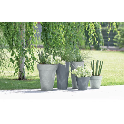 DCUB140E-S433 květináč, dekorativní květináč, obal s efektem betonu, šedý, plastový, 1,2 l
