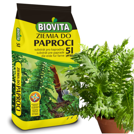 Půda pro kapradiny, substrát obohacený hnojivem, optimální složení, dobrá prodyšnost, Biovita 5 l