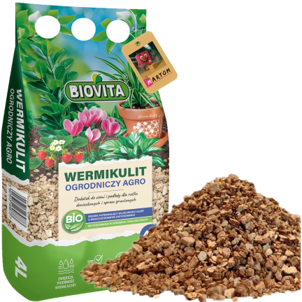 Zahradní vermikulit, přísada do substrátu, prokypření substrátu, Biovita, 4 l, 1–5 mm