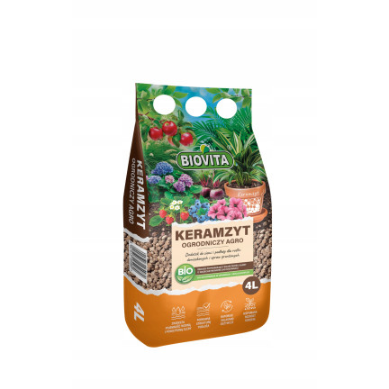 BIO38 zahradní keramzit, drenážní materiál, substrát pro pokojové květiny, 4 l, 8–16 mm
