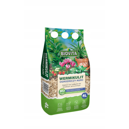 Zahradní vermikulit, přísada do substrátu, prokypření substrátu, Biovita, 4 l, 1–5 mm