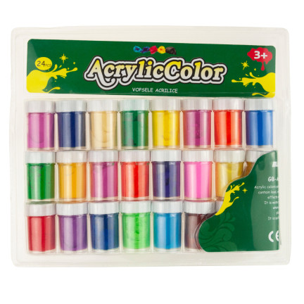 C133701 akrylové plakátové barvy, 24 ks, velká sada barev