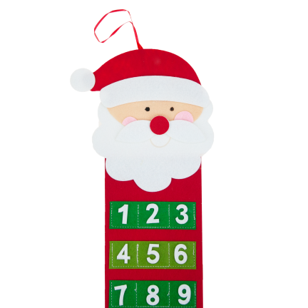 C51001 adventní kalendář s vánočními motivy: Santa Claus a sněhulák, plstěný, závěsný, prázdný