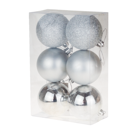 TG63172-1 STŘÍBRNÉ BOMBY CHOINK SET 6cm 6PERSON NON-BREAKING CHOIN BOMBES