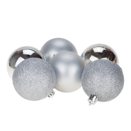 TG63172-1 STŘÍBRNÉ BOMBY CHOINK SET 6cm 6PERSON NON-BREAKING CHOIN BOMBES