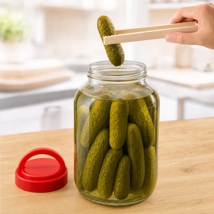 CHOM300/a Sklenice 3 l na nakládání okurek, zelí a kvasených potravin s víčkem a kleštěmi