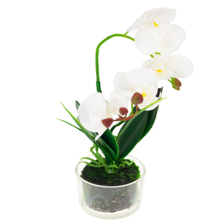 CV05030-1 orchidej v květináči, bílá, pogumovaná, dvouramenná, velká