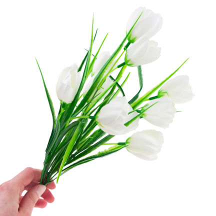 CV07855-1 tulipány kytice tulipánů umělé květiny bílé v kytici tulipánů dekorace