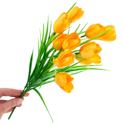 CV07855-5 tulipány, kytice tulipánů, umělé květiny, žluté tulipány v kytici, dekorace