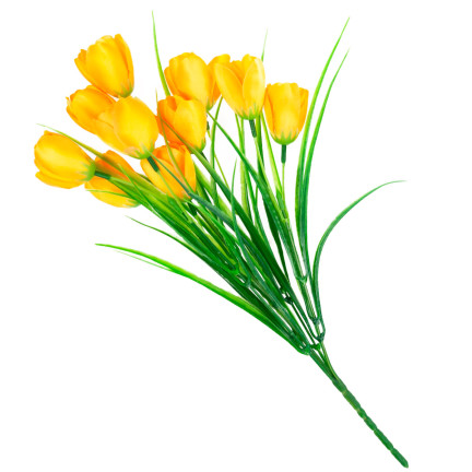 CV07855-5 tulipány, kytice tulipánů, umělé květiny, žluté tulipány v kytici, dekorace