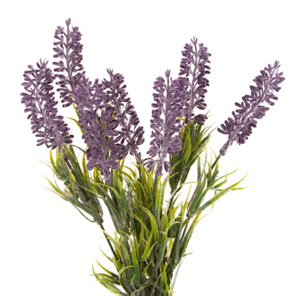 CV08589 umělé květiny – levandule, vřes, kytice z vřesu a větviček, velké, 33 cm