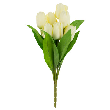 CV10614-10 kytice 9 umělých tulipánů v barvě ecru a bílých tulipánů