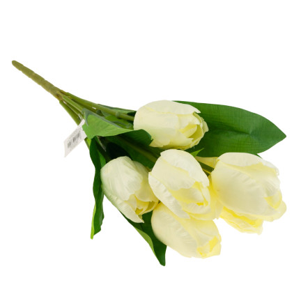 CV10614-10 kytice 9 umělých tulipánů v barvě ecru a bílých tulipánů