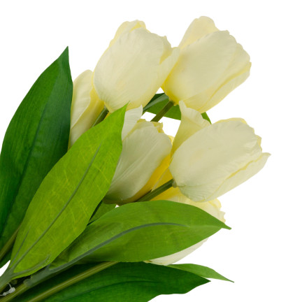 CV10614-10 kytice 9 umělých tulipánů v barvě ecru a bílých tulipánů