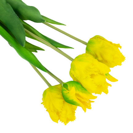 CV13899-3 tulipány, kytice tulipánů, papouščí tulipány, umělé květiny s gumovým povrchem, 5 ks, vypadají jako živé