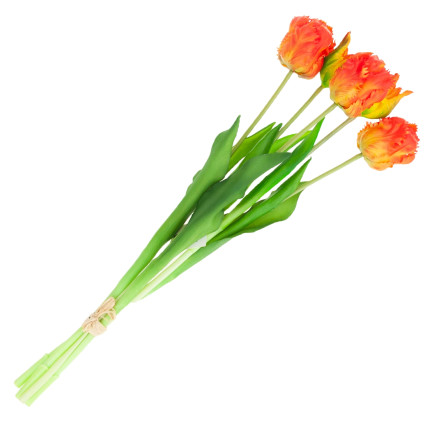 CV13899-7 tulipány, kytice tulipánů, papouškové umělé květiny s gumovým povrchem, 5 ks, vypadají jako živé