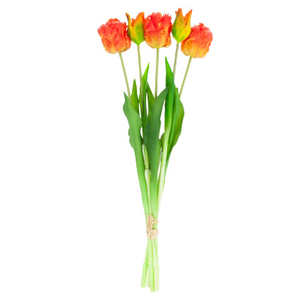 CV13899-7 tulipány, kytice tulipánů, papouškové umělé květiny s gumovým povrchem, 5 ks, vypadají jako živé