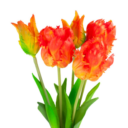 CV13899-7 tulipány, kytice tulipánů, papouškové umělé květiny s gumovým povrchem, 5 ks, vypadají jako živé