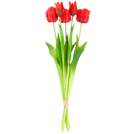 CV13899-8 tulipány, kytice tulipánů, papouščí tulipány, umělé květiny s gumovým povrchem, 5 ks, vypadají jako živé
