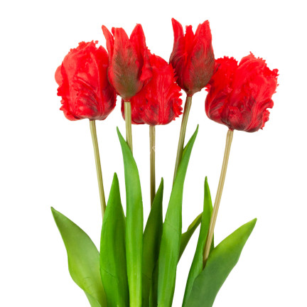 CV13899-8 tulipány, kytice tulipánů, papouščí tulipány, umělé květiny s gumovým povrchem, 5 ks, vypadají jako živé