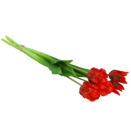 CV13899-8 tulipány, kytice tulipánů, papouščí tulipány, umělé květiny s gumovým povrchem, 5 ks, vypadají jako živé