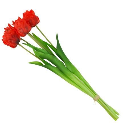 CV13899-8 tulipány, kytice tulipánů, papouščí tulipány, umělé květiny s gumovým povrchem, 5 ks, vypadají jako živé