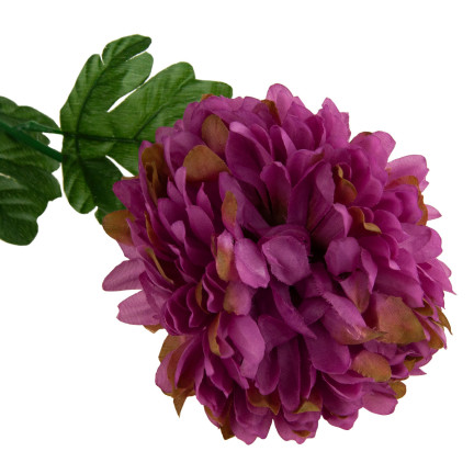 CV14384-5 chryzantéma, větvička 70 cm, umělé květiny do věnce, velký květ 13 cm na hrob, purpurová