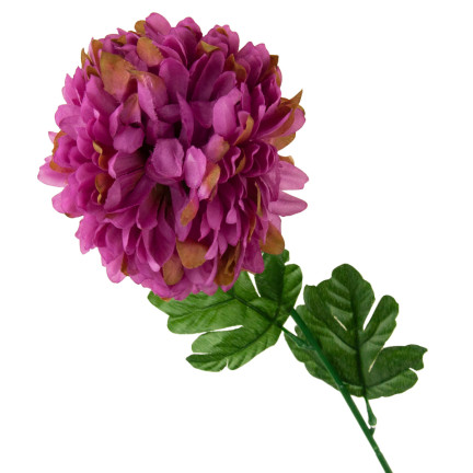 CV14384-5 chryzantéma, větvička 70 cm, umělé květiny do věnce, velký květ 13 cm na hrob, purpurová