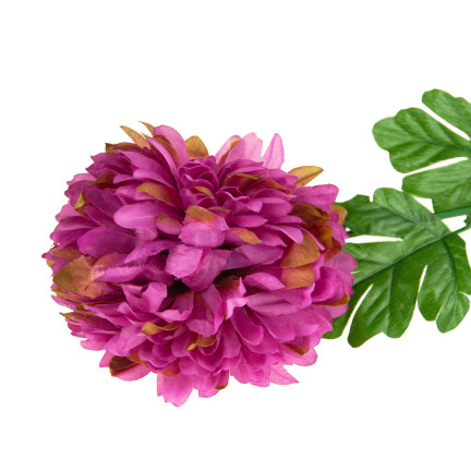 CV14384-5 chryzantéma, větvička 70 cm, umělé květiny do věnce, velký květ 13 cm na hrob, purpurová