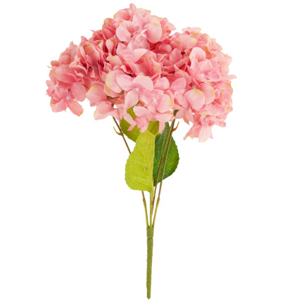 CV15124-3 hortenzie, kytice z 5 květů, růžová, 50 cm, krásná a hustá, do vázy
