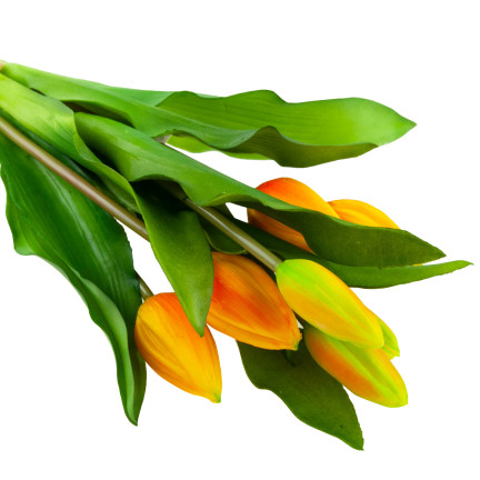 CV18674-8 tulipány, kytice tulipánů, gumové, jako živé, silikonové, oranžové